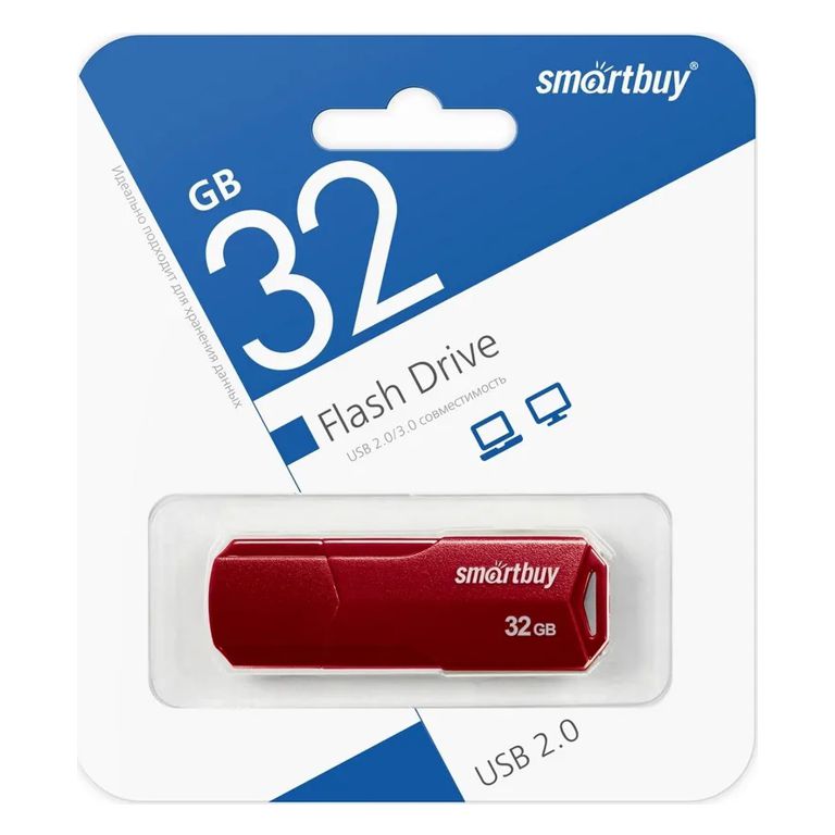 USB-флеш накопитель 32 Гб SmartBuy Clue бордовый